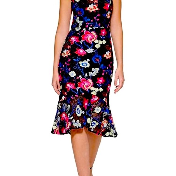 RACHEL Rachel Roy Dresses & Skirts - RACHEL Rachel Roy Blue Pink Ruffled Tiered Sheath Midi Dress! Vestido/ Floral